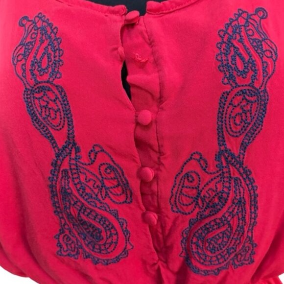 JustFab Red Embroidered Short Sleeve Dress M - Picture 5 of 11